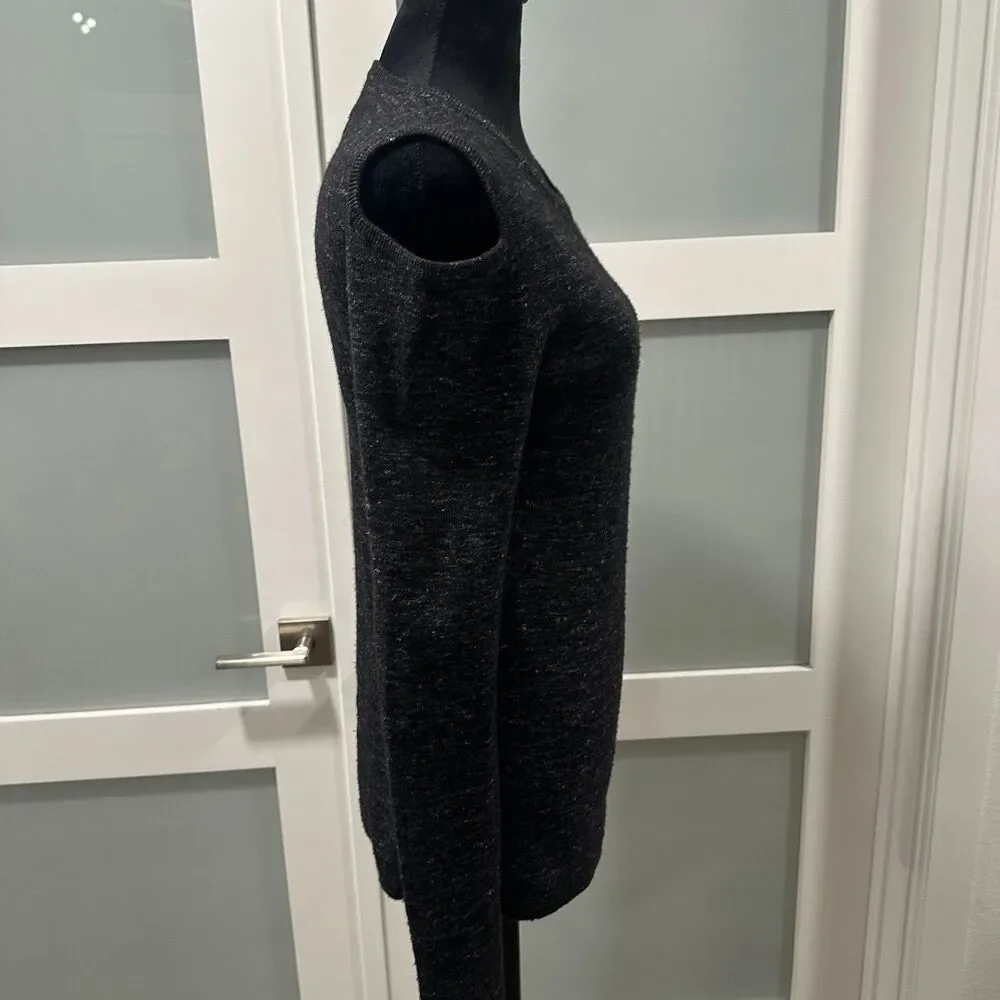 Current Elliott Cold Shoulder Knit Sweater Charcoal Black Long Sleeve Top - 0 XS